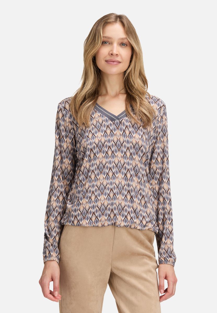 Blusenshirt mit geometrischem V-Ausschnitt
