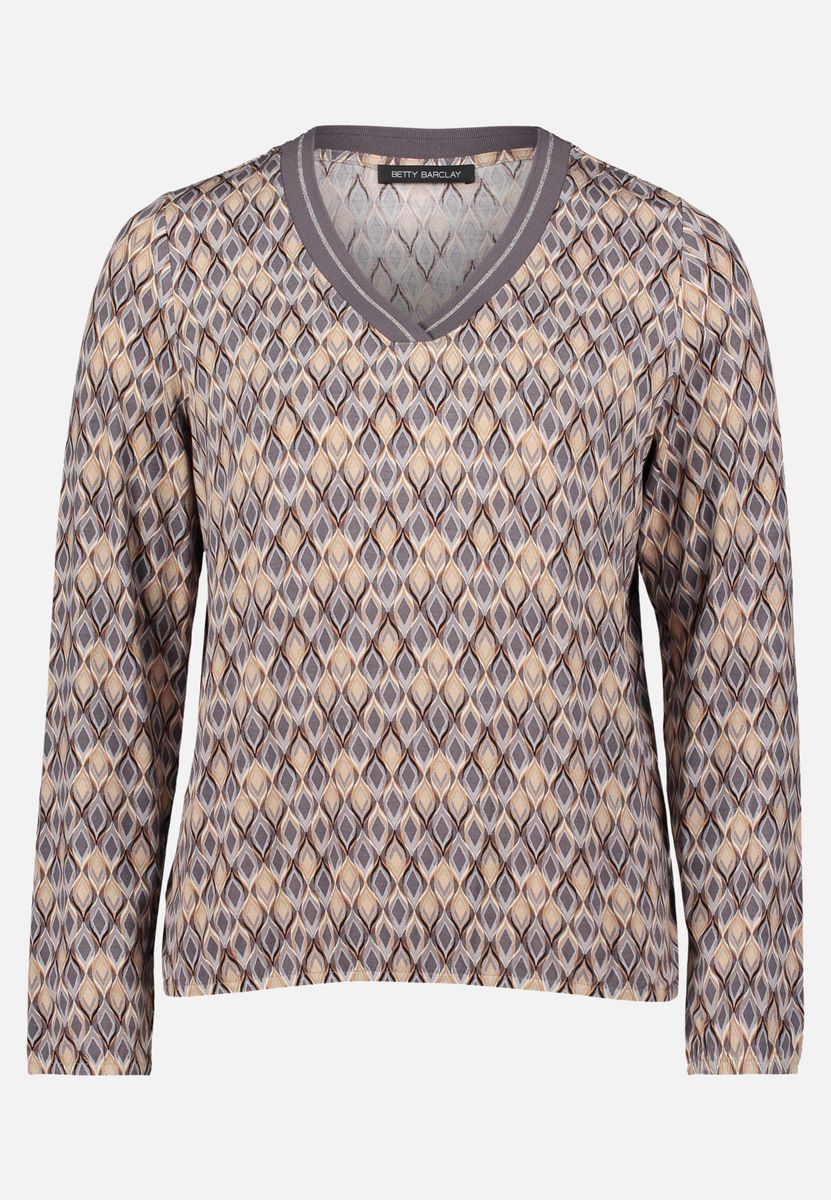 Blusenshirt mit geometrischem V-Ausschnitt