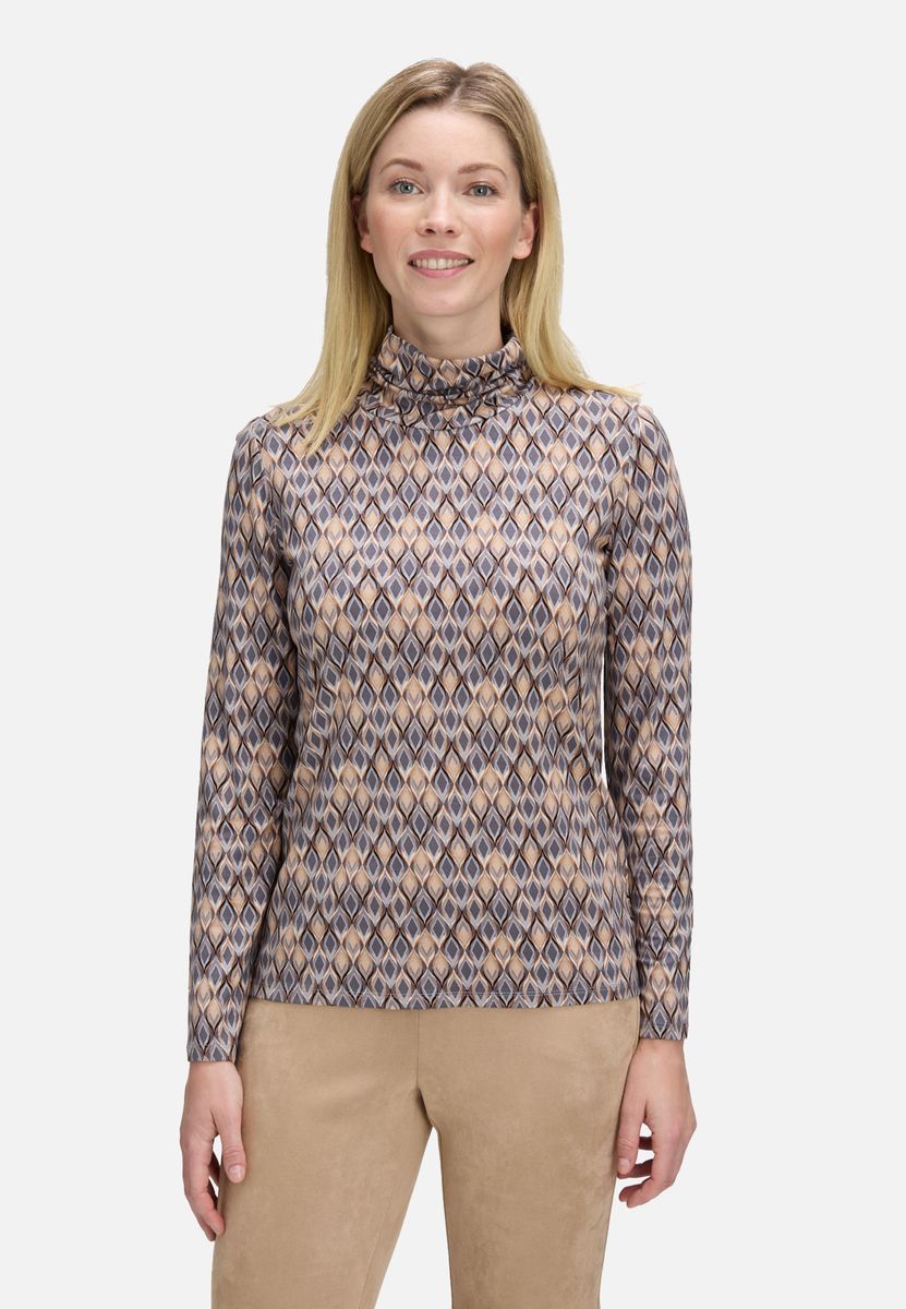 Langarmshirt mit geometrischem Rollkragenmuster