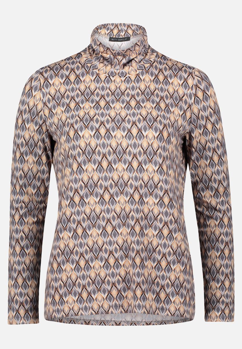 Langarmshirt mit geometrischem Rollkragenmuster