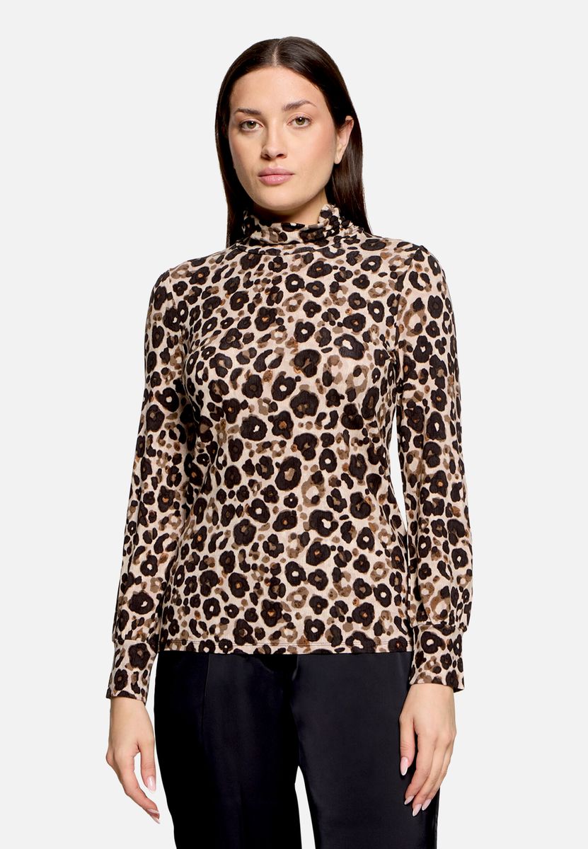 Langarmshirt mit geometrischem Rollkragenmuster