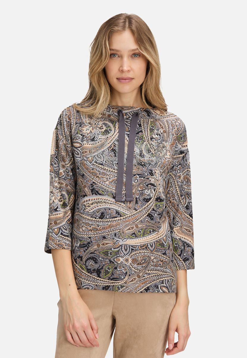 Sweatshirt mit Paisley-Print und hohem Kragen