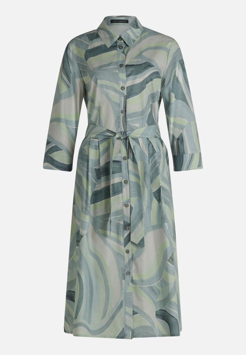 Gemustertes Hemdblusenkleid mit Gürtel