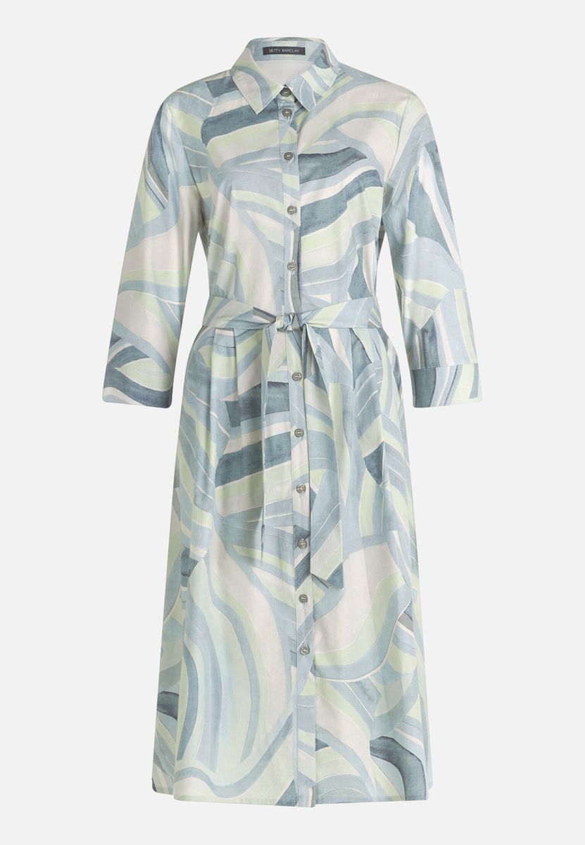 Gemustertes Hemdblusenkleid mit Gürtel