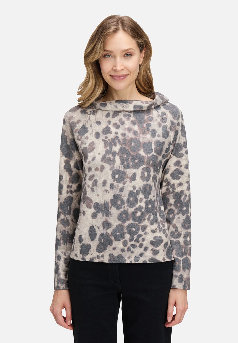 Sweatshirt mit Animalprint und Kragen