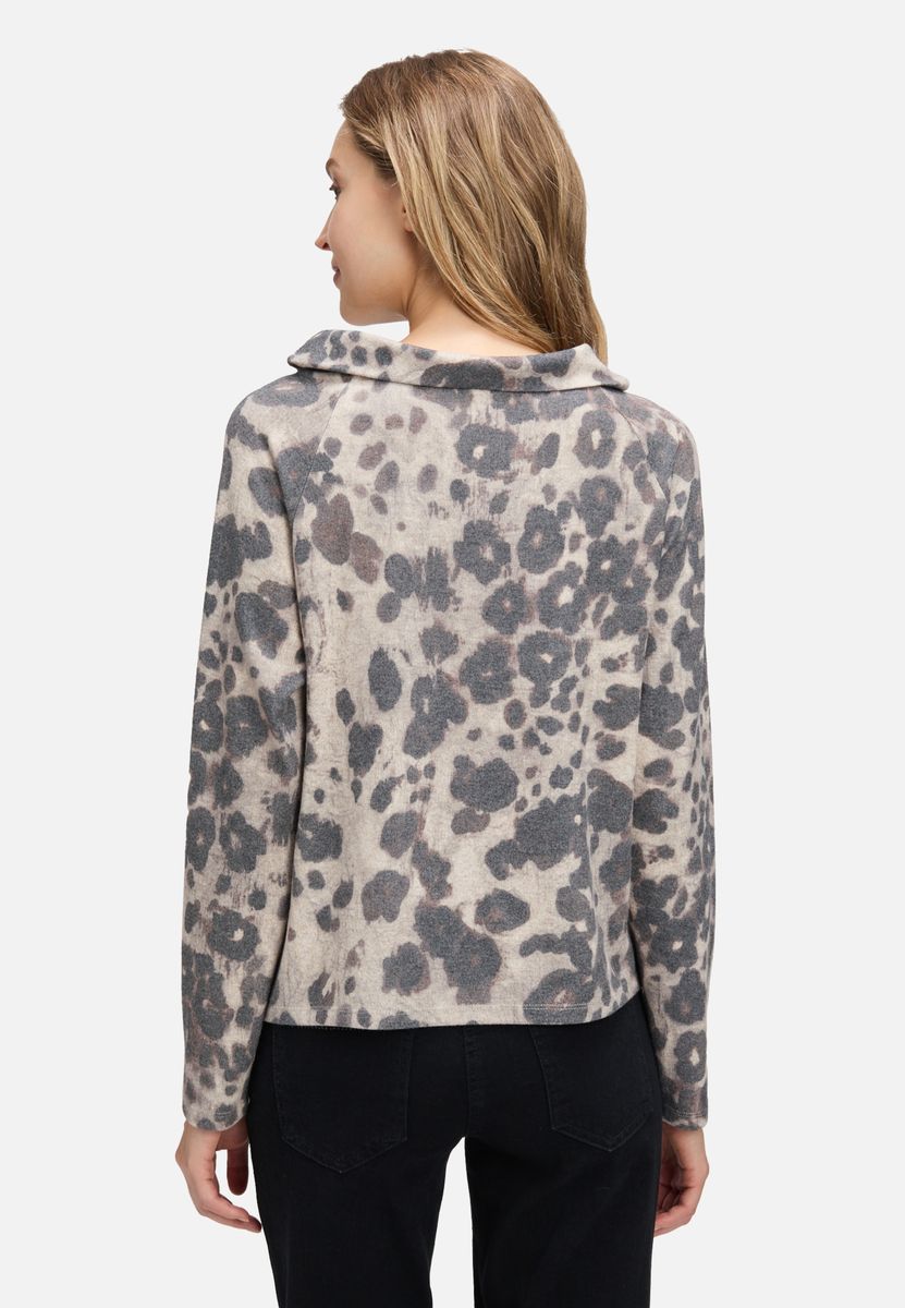 Sweatshirt mit Animalprint und Kragen