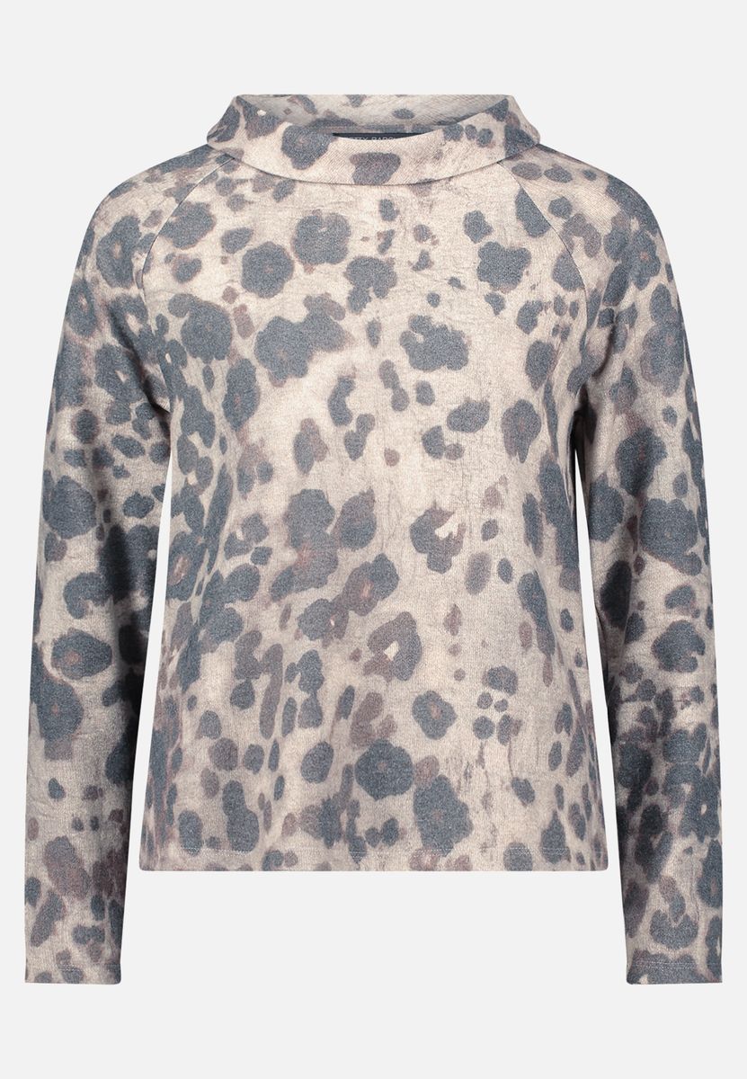 Sweatshirt mit Animalprint und Kragen