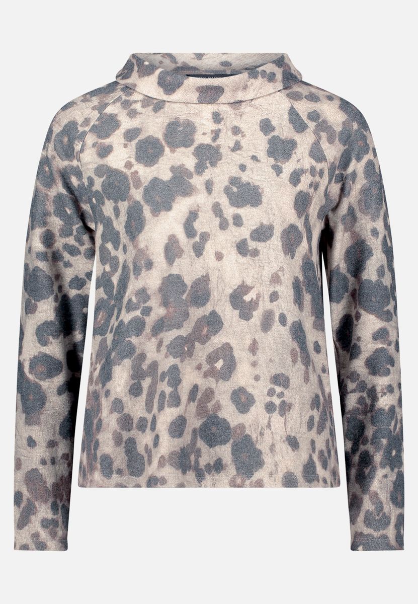 Sweatshirt mit Animalprint und Kragen