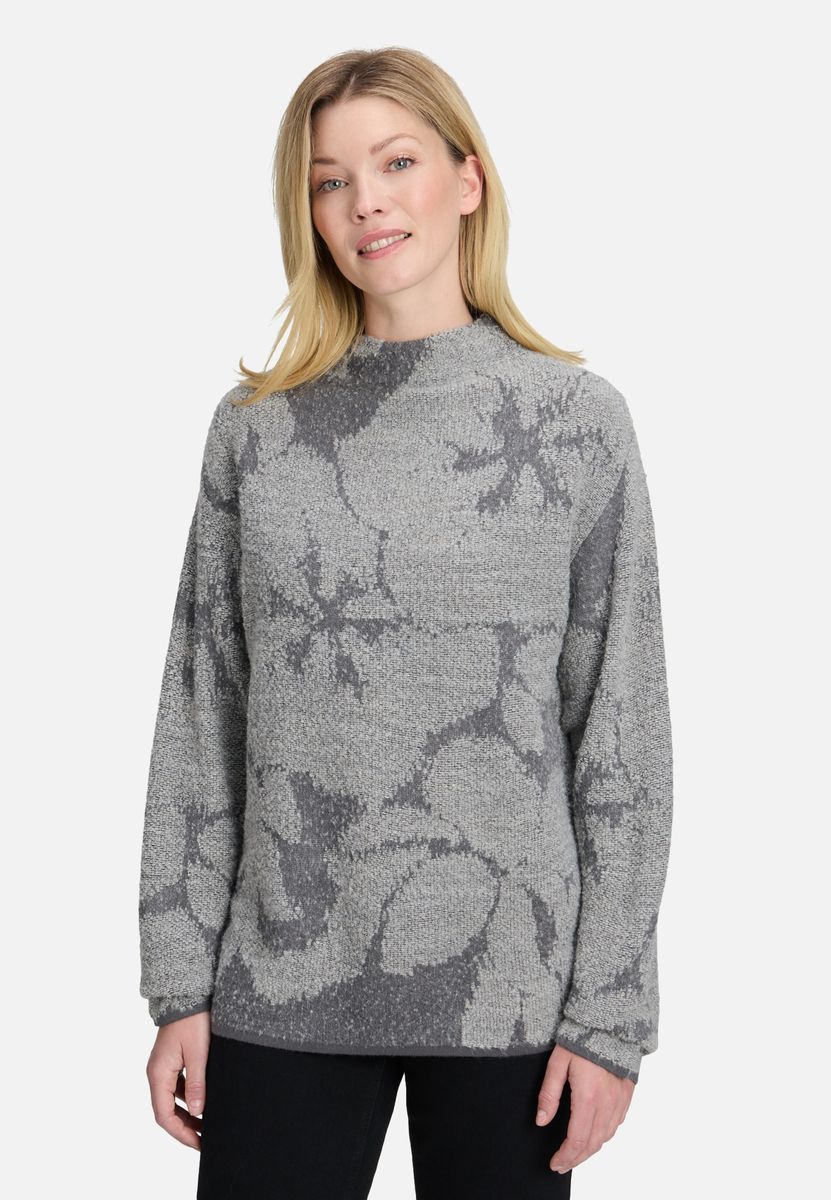 Strickpullover mit Jacquardmuster und Stehkragen