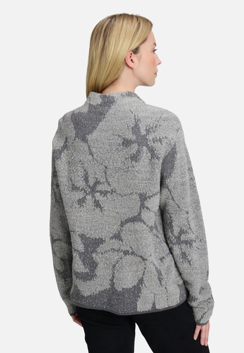 Strickpullover mit Jacquardmuster und Stehkragen
