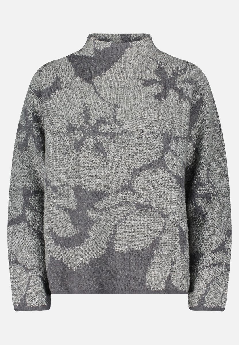 Strickpullover mit Jacquardmuster und Stehkragen