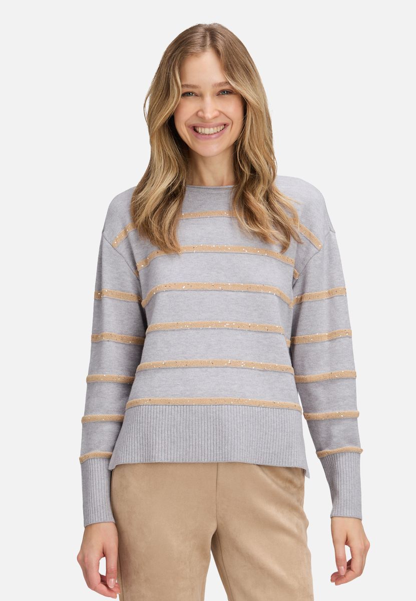 Gestreifter Strickpullover mit Pailletten