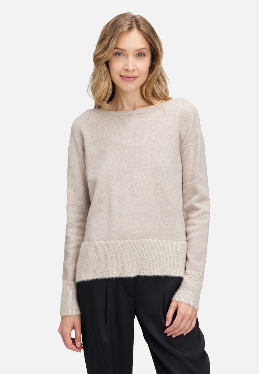 Gestreifter Strickpullover mit Pailletten
