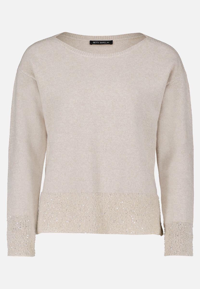 Gestreifter Strickpullover mit Pailletten