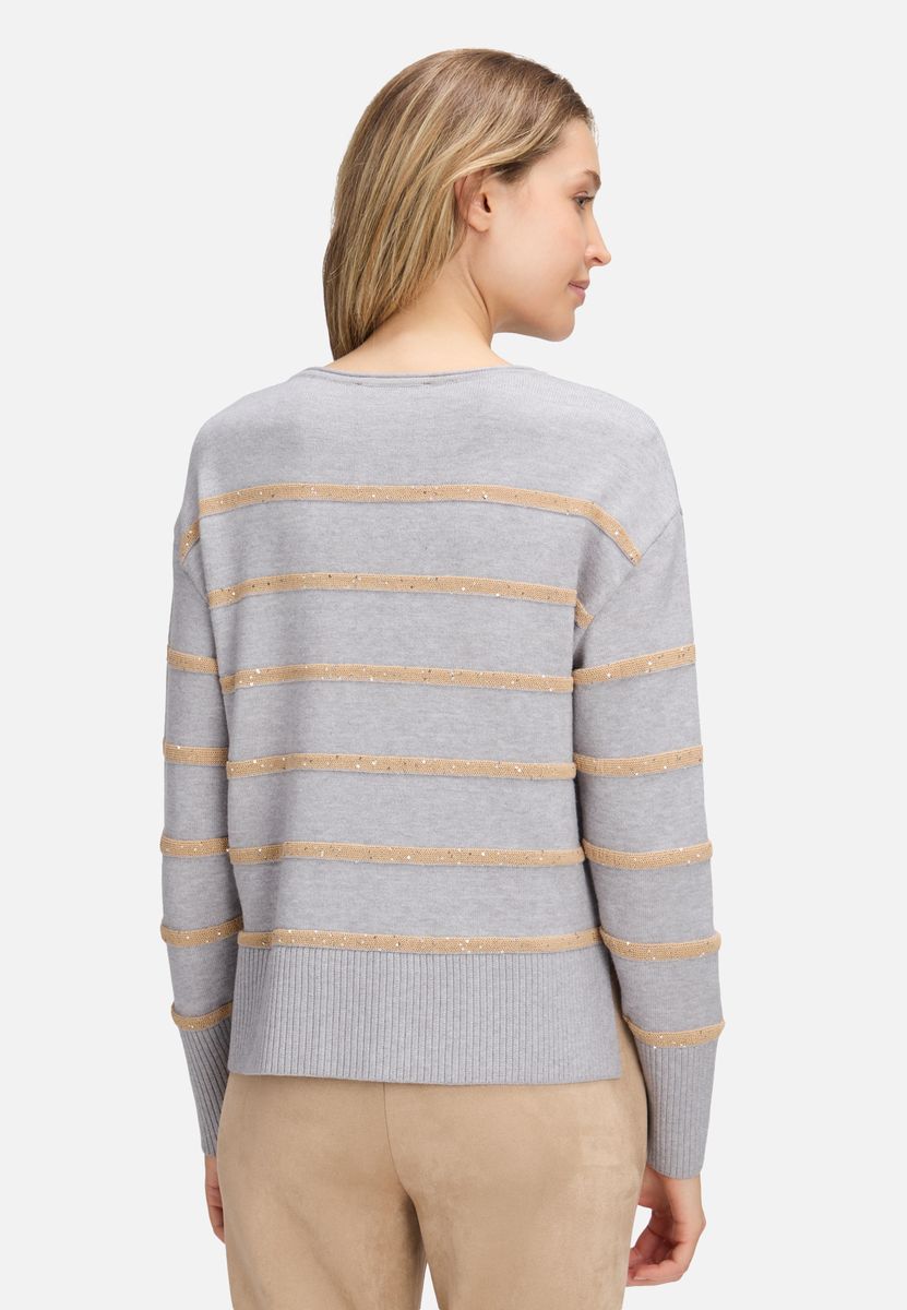 Lockerer Streifenpullover mit Pailletten