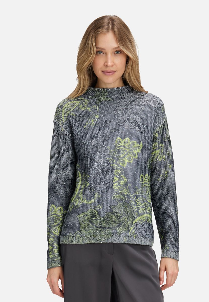 Strickpullover mit Pailletten und Paisley-Muster