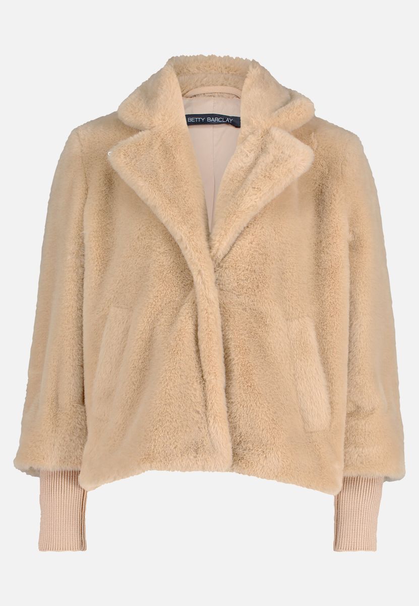 Webpelzjacke mit Rippbündchen