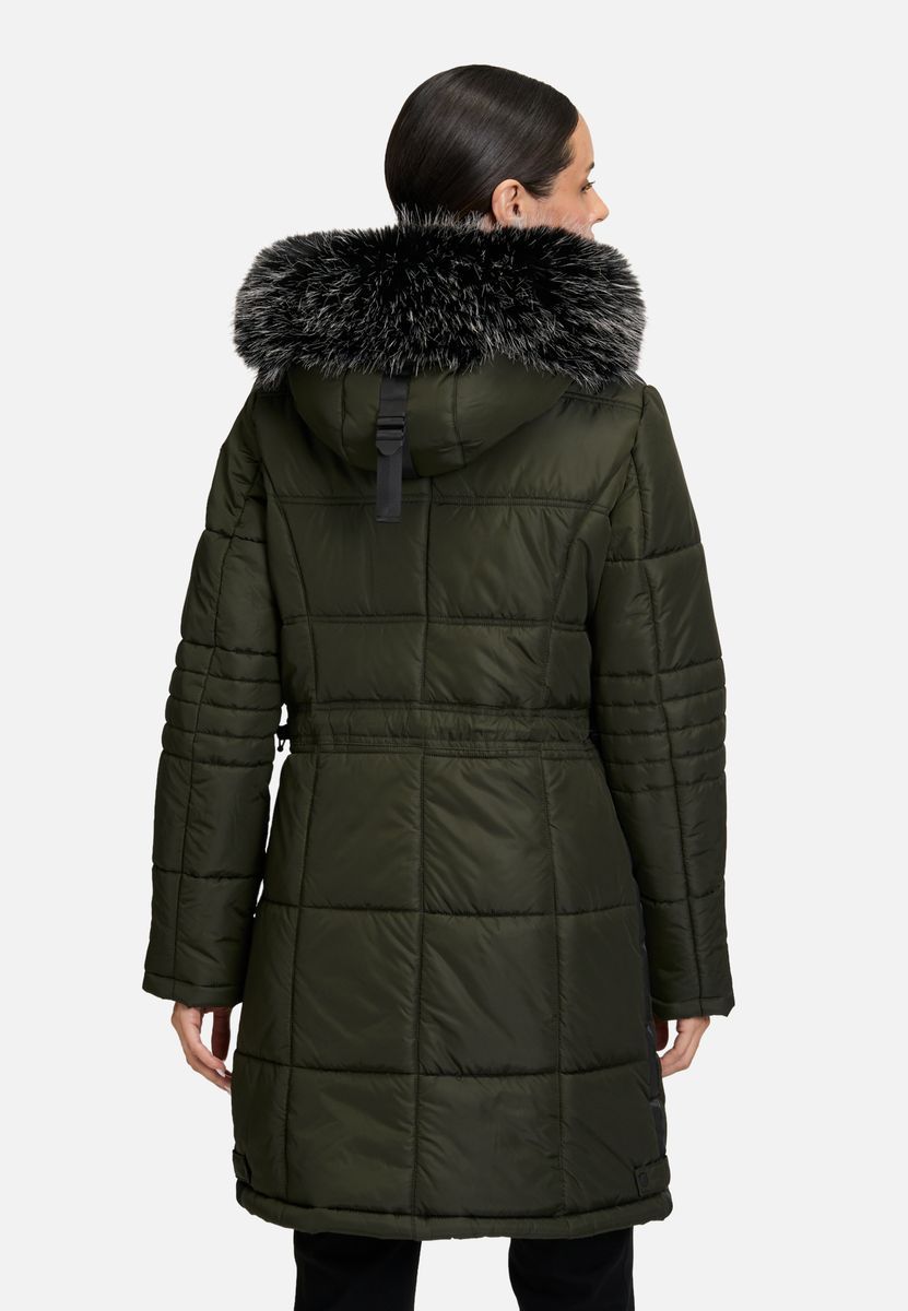 Gesteppter Parka mit Kunstfellbesatz