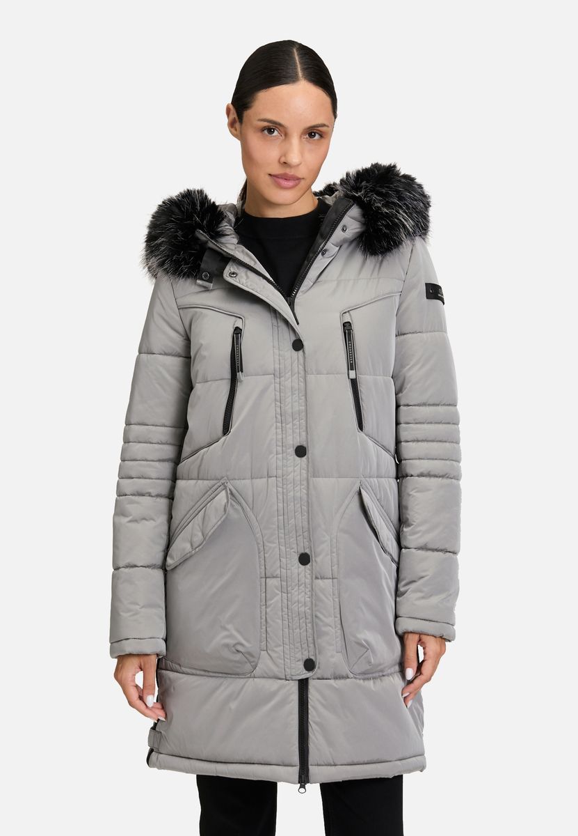 Gesteppter Parka mit Kunstfellbesatz