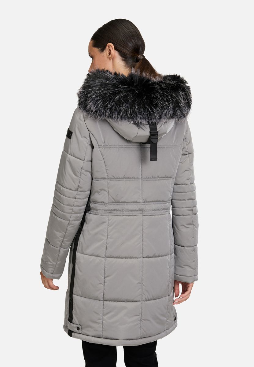 Gesteppter Parka mit Kunstfellbesatz