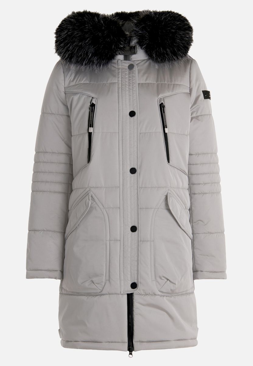 Gesteppter Parka mit Kunstfellbesatz
