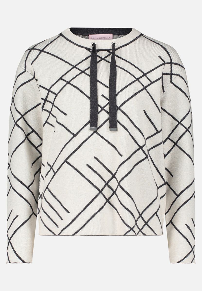 Jacquard-Strickpullover mit Kordelzug