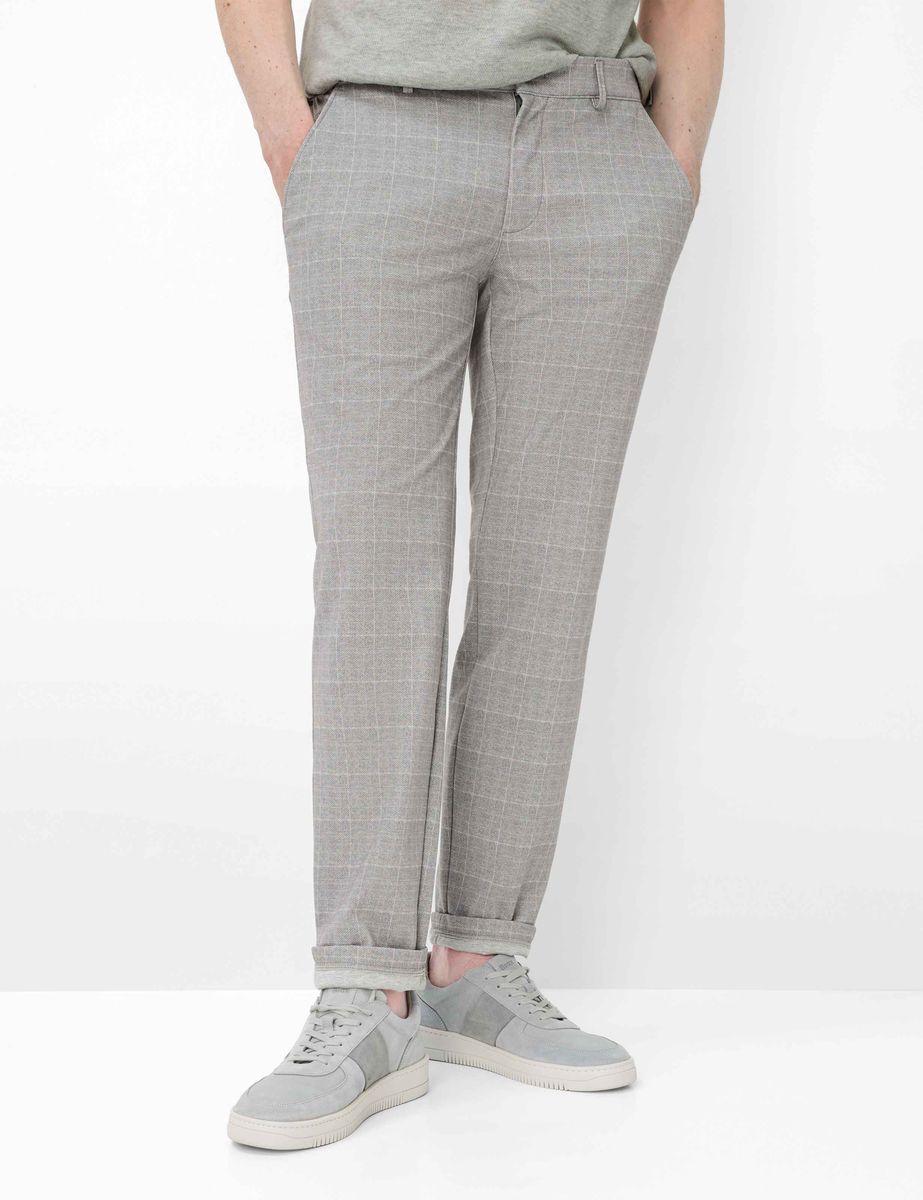 Herren Grau Karierte Slim-Fit Chinos