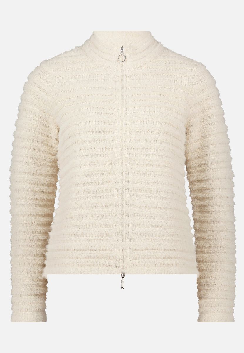 Grobstrickjacke mit Struktur und Reißverschluss