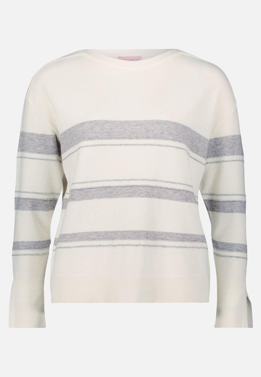 Gestreifter Feinstrickpullover mit Lurexfaden