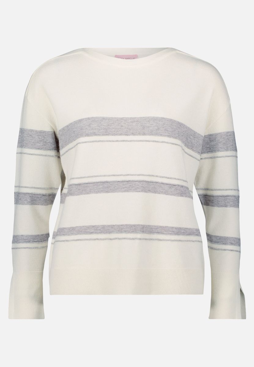 Gestreifter Feinstrickpullover mit Lurexfaden
