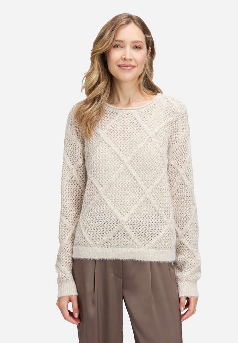 Lochstrickpullover mit Rautenmuster