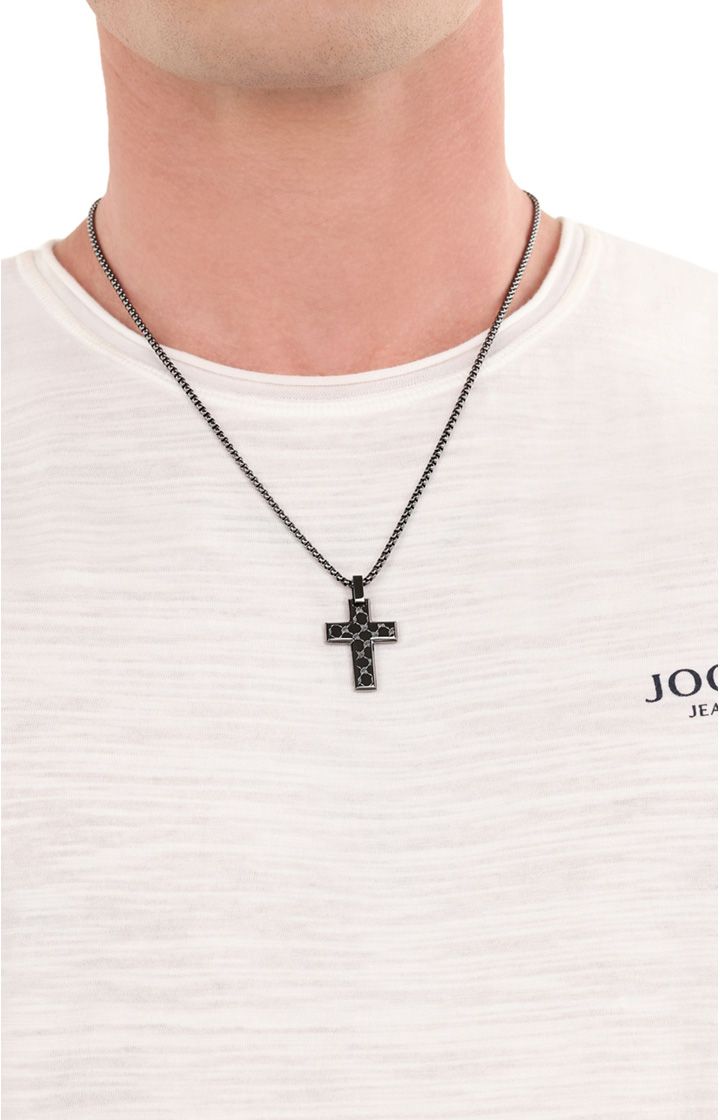 Halskette mit Anhänger in Gun/Anthrazit