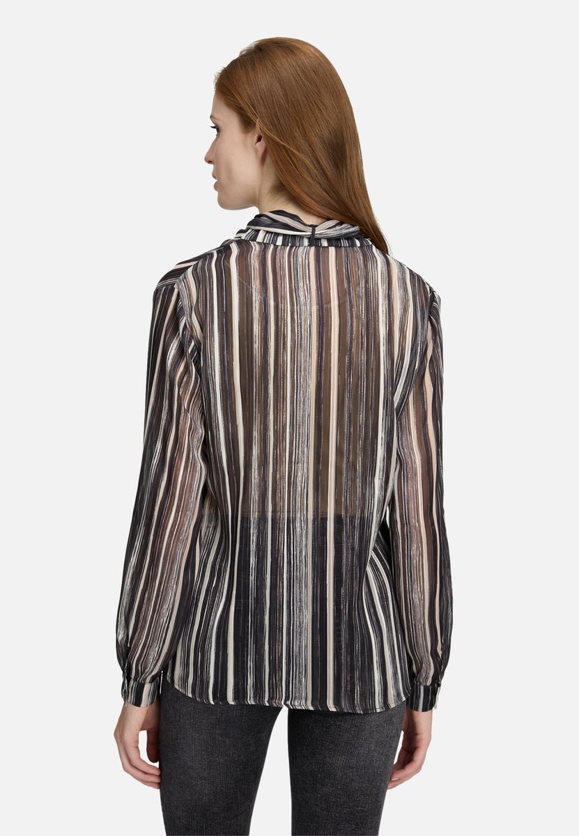 Gestreifte, transparente Bluse mit Schleifenknoten