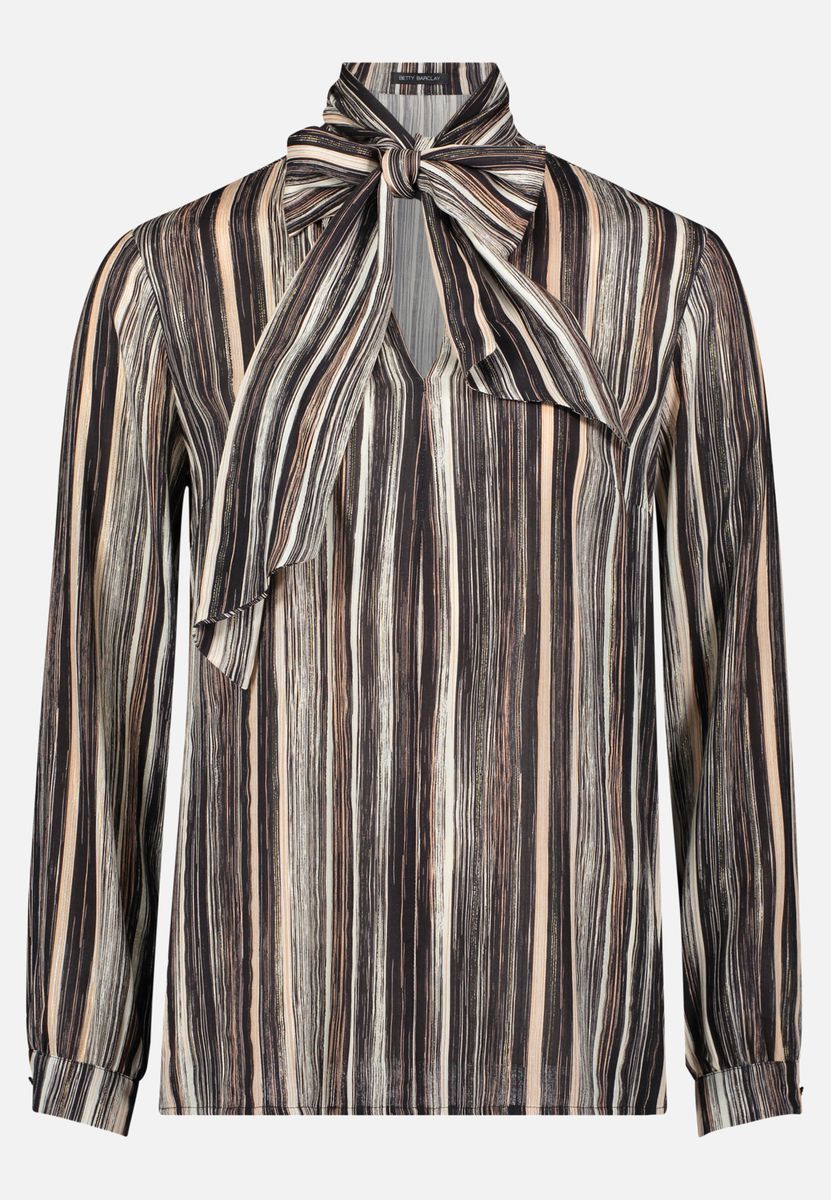 Gestreifte, transparente Bluse mit Schleifenknoten