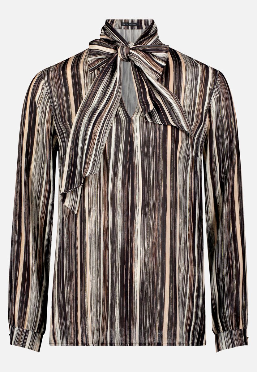 Gestreifte, transparente Bluse mit Schleifenknoten