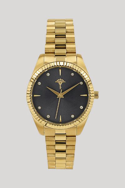 Damen-Armbanduhr mit Zirkonia in Gold