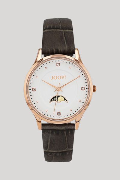 Damen-Armbanduhr mit Zirkonia in Roségold/Grau