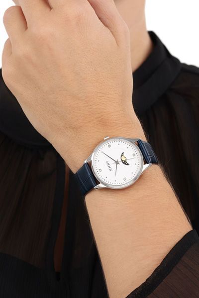 Damen-Armbanduhr mit Zirkonia in Silber/Blau