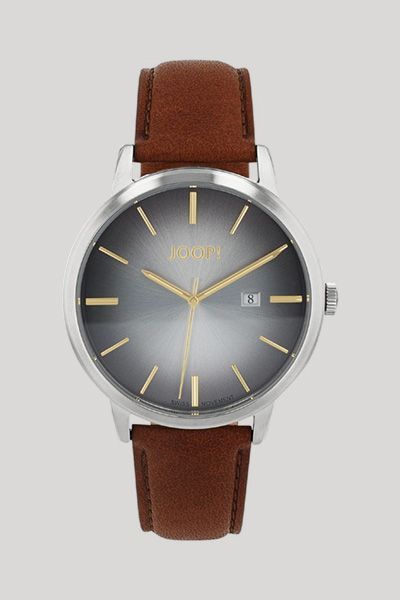 Herren-Armbanduhr in Silber/Braun