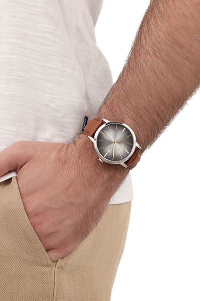 Herren-Armbanduhr in Silber/Braun