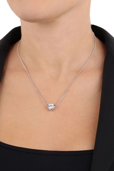 Collier-Halskette mit Herz-Anhänger in Silber