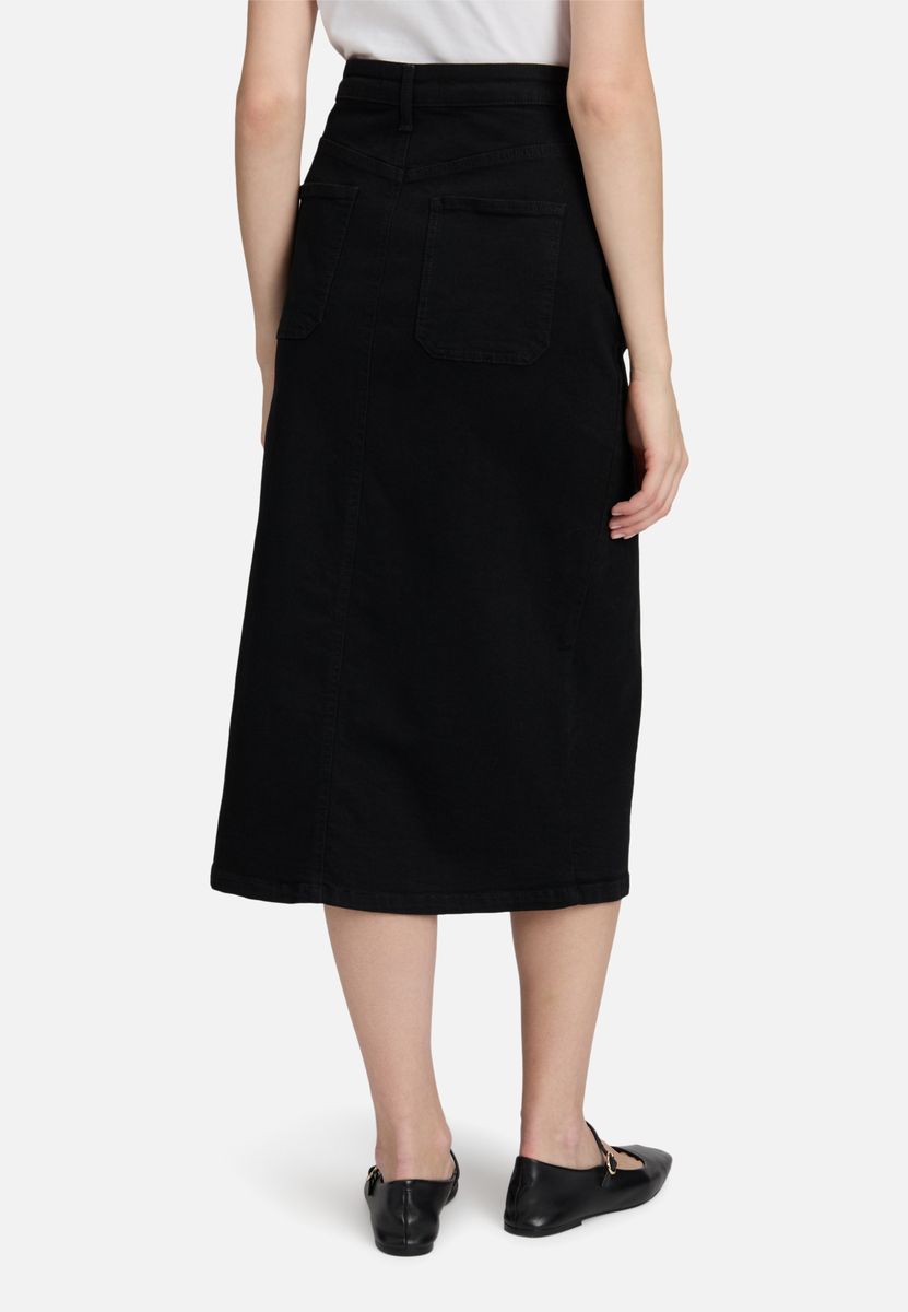 Gerader Denim-Midi-Rock mit Taschen