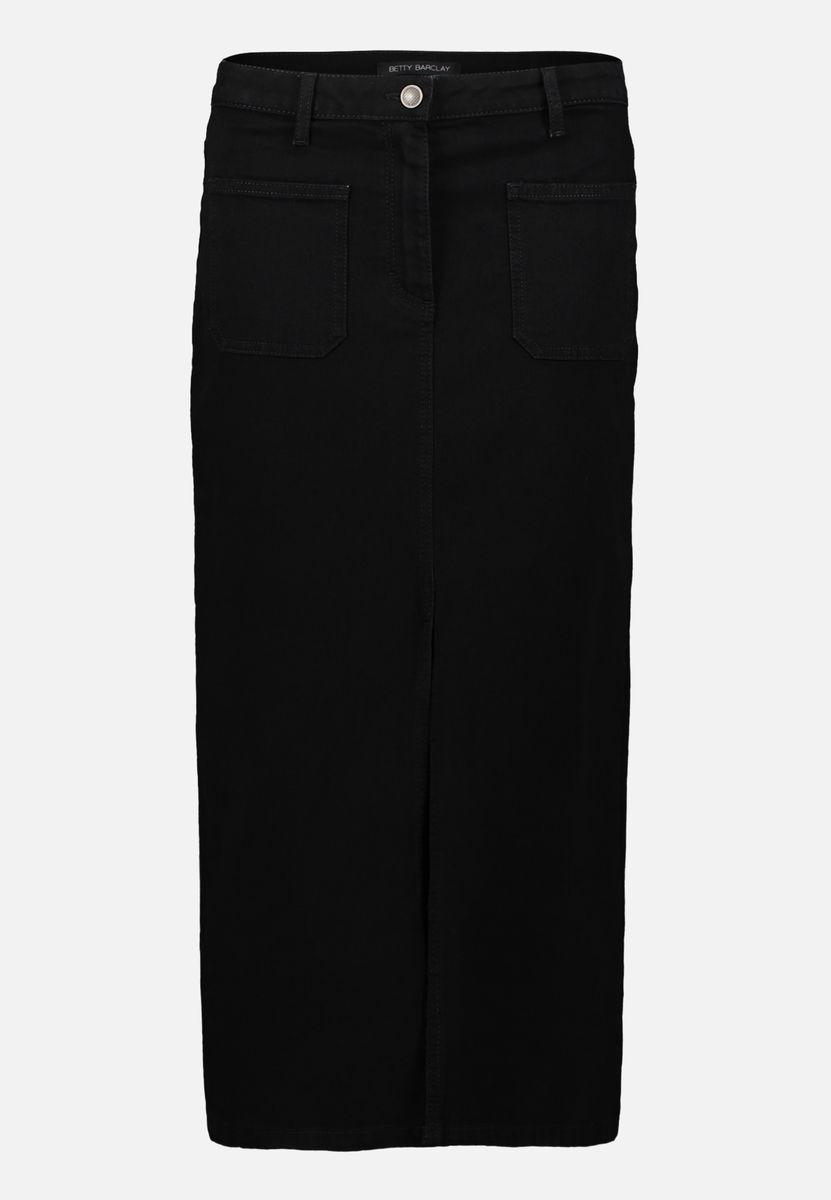 Gerader Denim-Midi-Rock mit Taschen