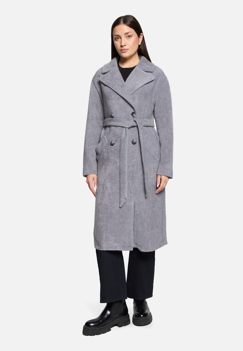 Eleganter Blazer-Mantel mit Gürtel in Grau