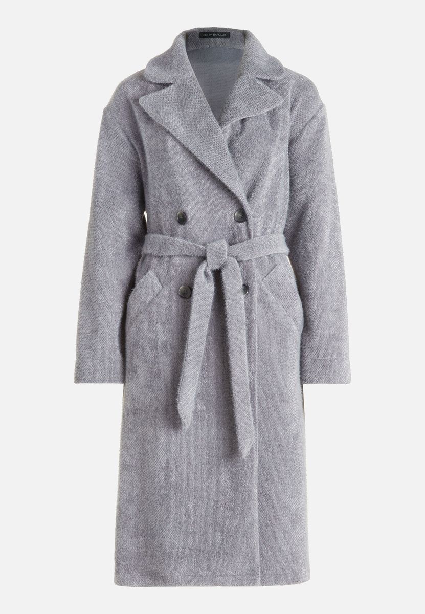 Eleganter Blazer-Mantel mit Gürtel in Grau