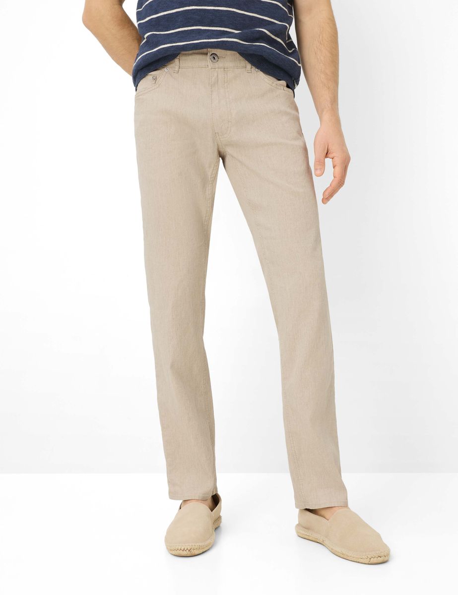 Herren hellbeige Hi-Flex Leinenhose
