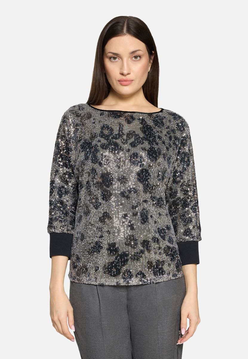 Pailletten Bluse mit Fledermausärmeln