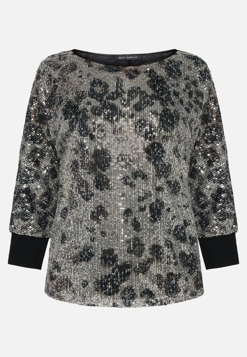 Pailletten Bluse mit Fledermausärmeln