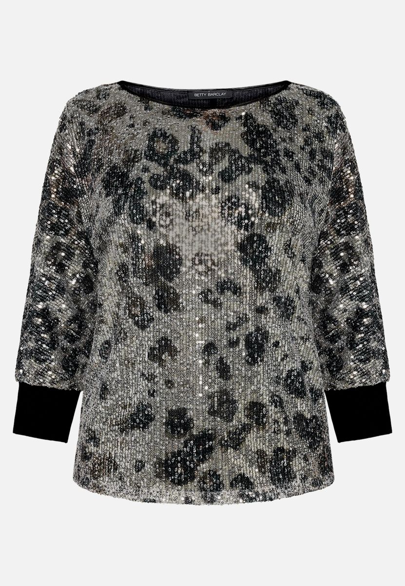 Pailletten Bluse mit Fledermausärmeln