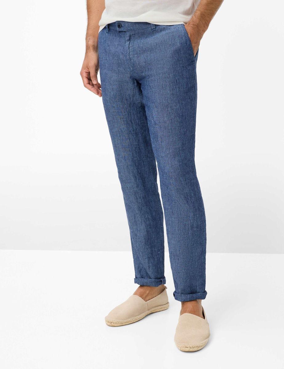 Herren Chino Modern Fit aus blauem Leinen